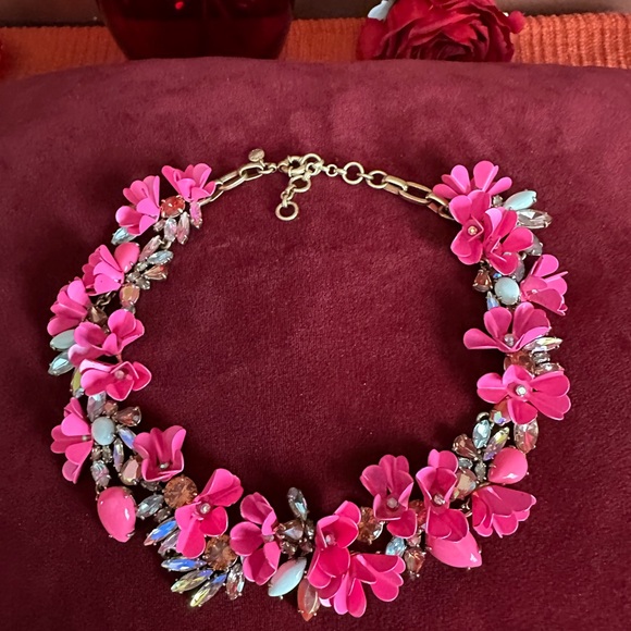 J. Crew Jewelry - J. Crew Pink and Gold Floral Necklace